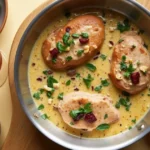 A beautifully plated Marry Me Chicken with creamy sauce, garlic mashed potatoes, and roasted vegetables in a cozy kitchen setting.