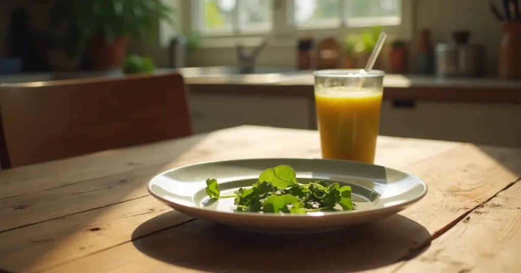 Empty plate and smoothie glass after enjoying Mounjaro Tecipe