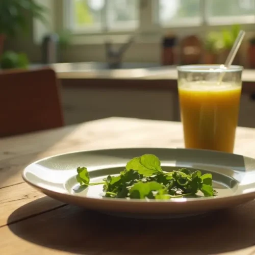 Empty plate and smoothie glass after enjoying Mounjaro Tecipe