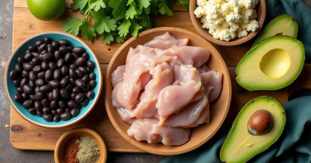 Ingredients for Brazilian Mounjaro Tecipe laid on a wooden board