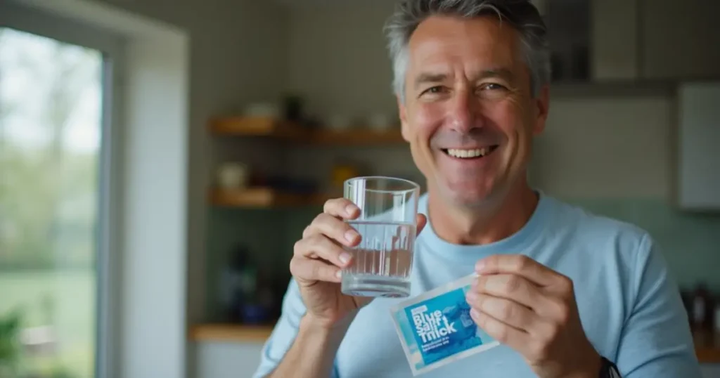 man using blue salt trick with positive results