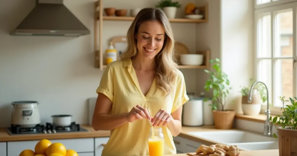 A woman preparing and serving the Mounjaro Natural Recipe in a modern kitchen
