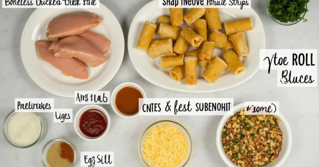 Ingredients arranged for making Chilis Triple Dipper