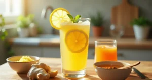 The Brazilian Mounjaro Recipe with fresh ingredients on a wooden kitchen counter