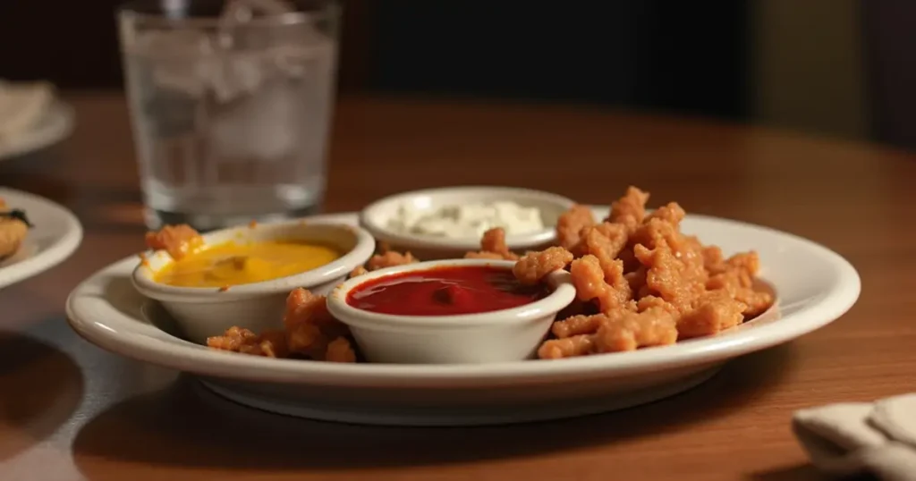 Finished Chilis Triple Dipper meal on table