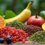 Assorted Amazonian superfoods on rustic table – Brazilian Mounjaro ingredients